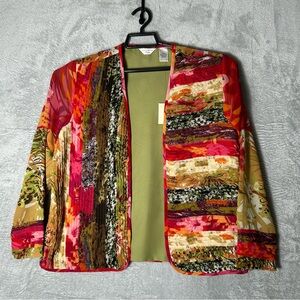 Laura Ashley Jacket Blazer Womens‎ PM Floral Lined Pintuck Dressy Colorful Artsy